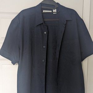Cubavera Dress Blue Short Sleeve Button Down (Medium)